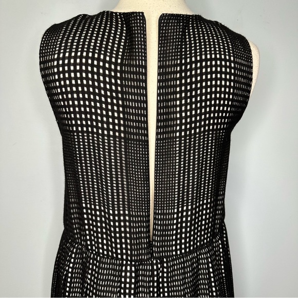 Sara Lanz Designer Black Virgin Wool Cut Out Perforated Overlay Pleated Dress S - Picture 8 of 13